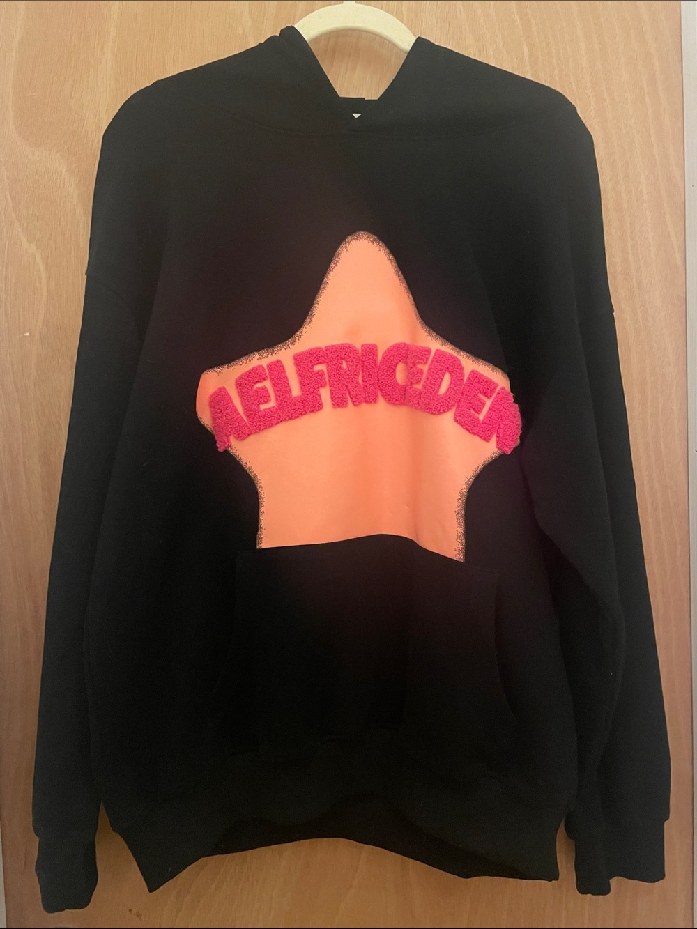 Aelfric Eden Black Hoodie with Pink Star and Pink Logo